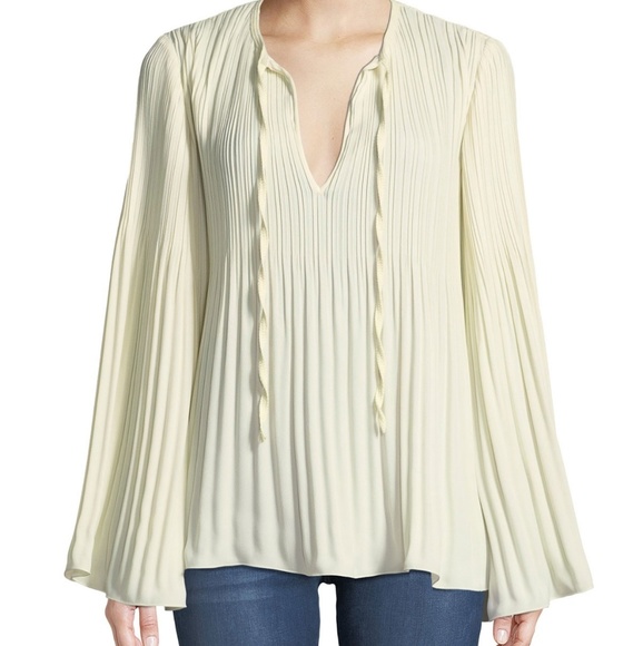 Elizabeth and James Tops - Elizabeth and James Cream long sleeve pleated top